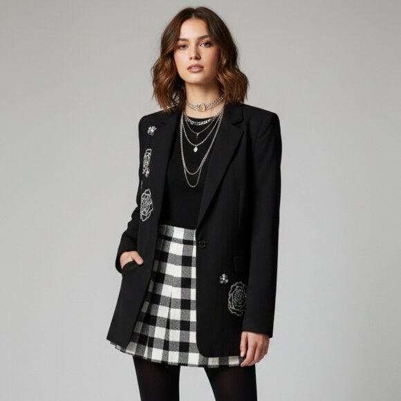 Karl Lagerfeld Jackets & Blazers - Karl Lagerfeld Paris Embellished Rose Motif Holiday Blazer • NWT $219 • Size 10